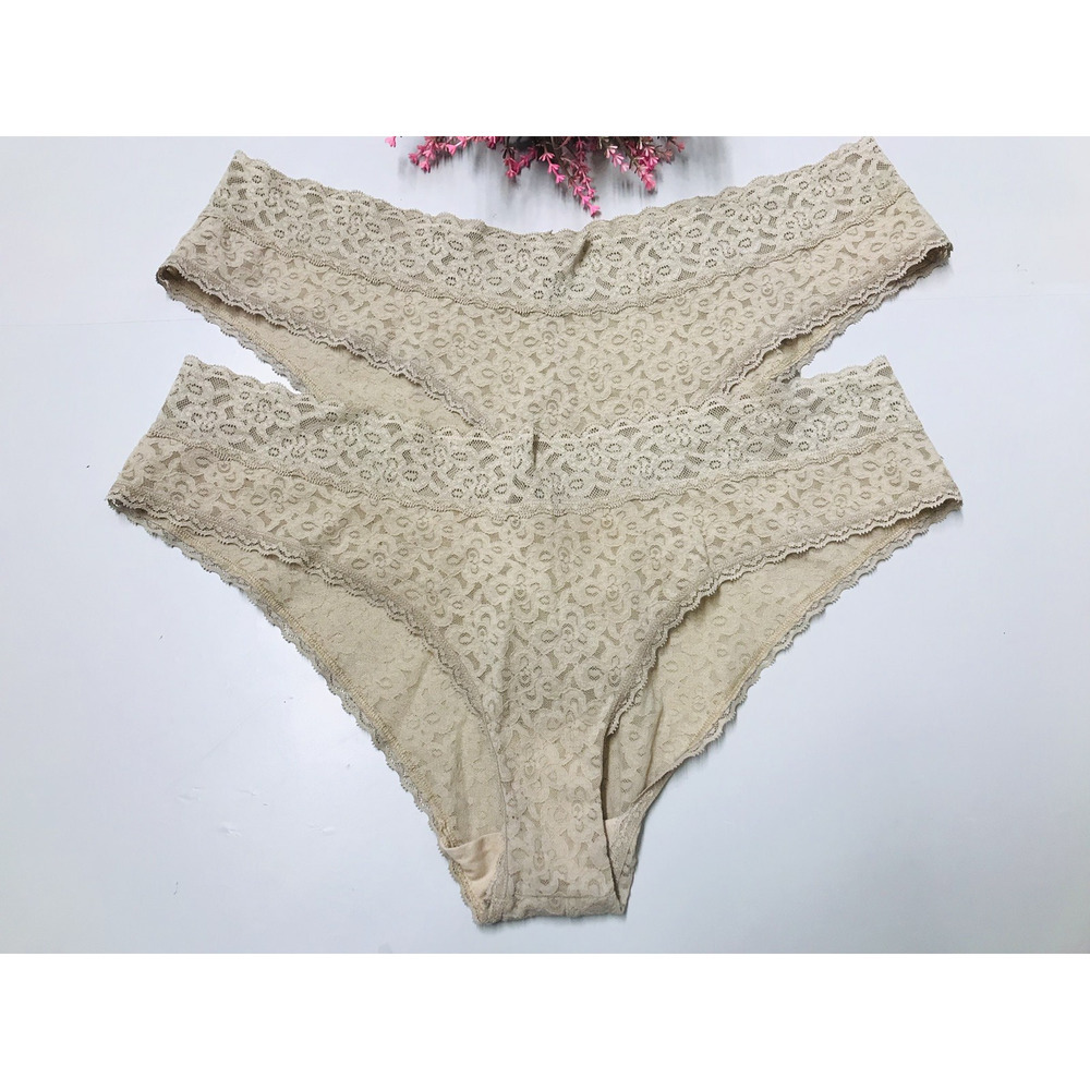 2X Women's Plus Size 2XL Lace Panties Mocha Briefs Low Cut Breathable Underwear